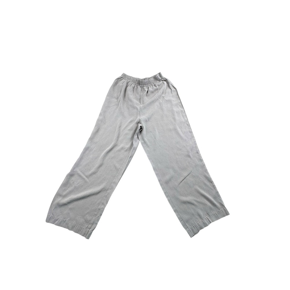 Vintage Womens Size 12 Beige Linen Blend Pull On Wide Leg Pants